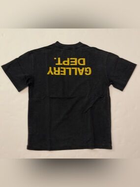 Gallery Dept Black Short-Sleeve Tee with Yellow Back Text